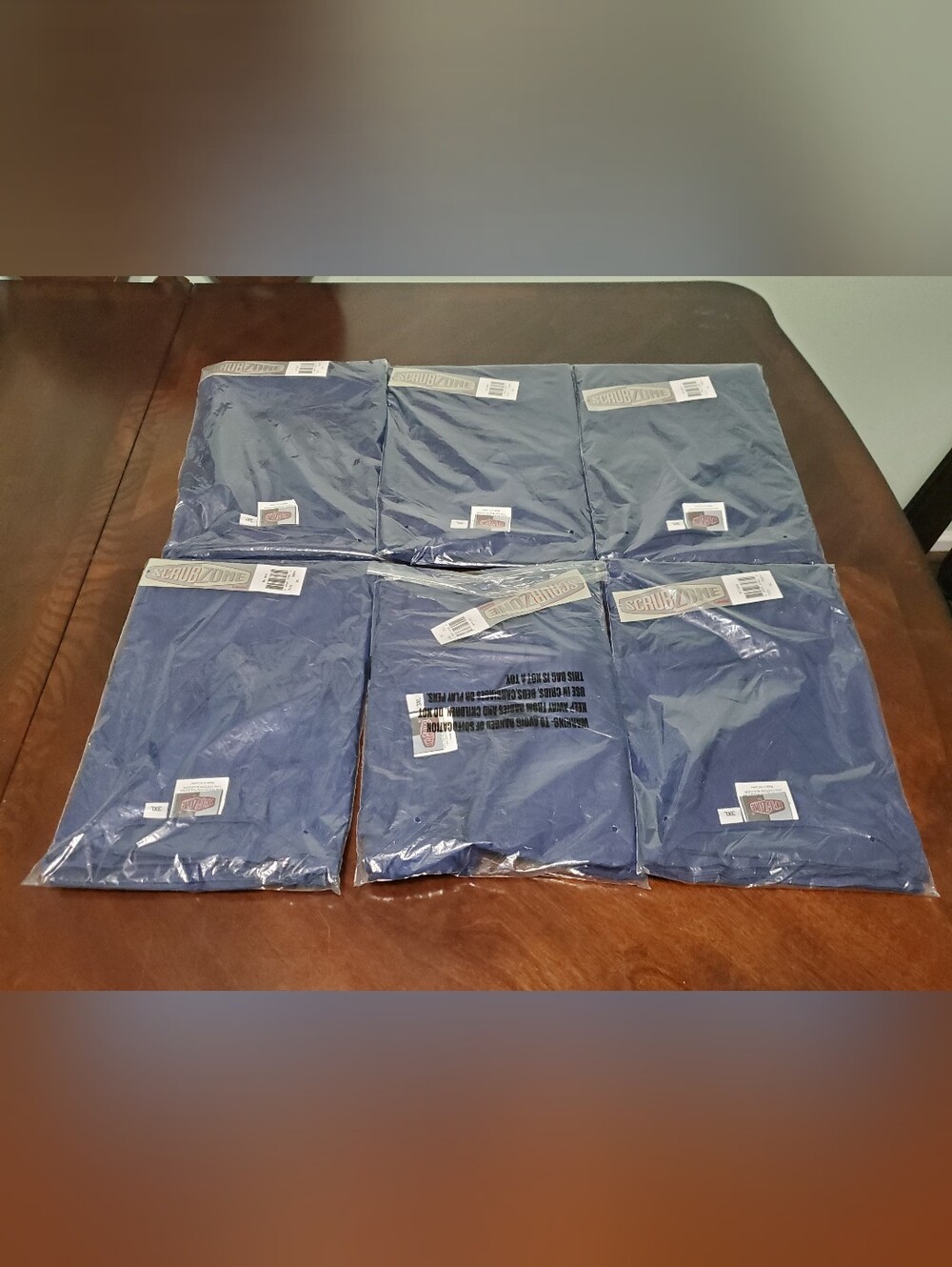 NWT Lot of 6 ScrubZone by Landau Unisex V-Neck Scrub Tops 3XL Navy Blue 71221